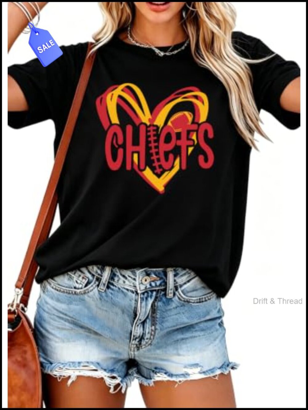 Womens Game Day Football T-Shirt Short Sleeve Crew Neck Casual